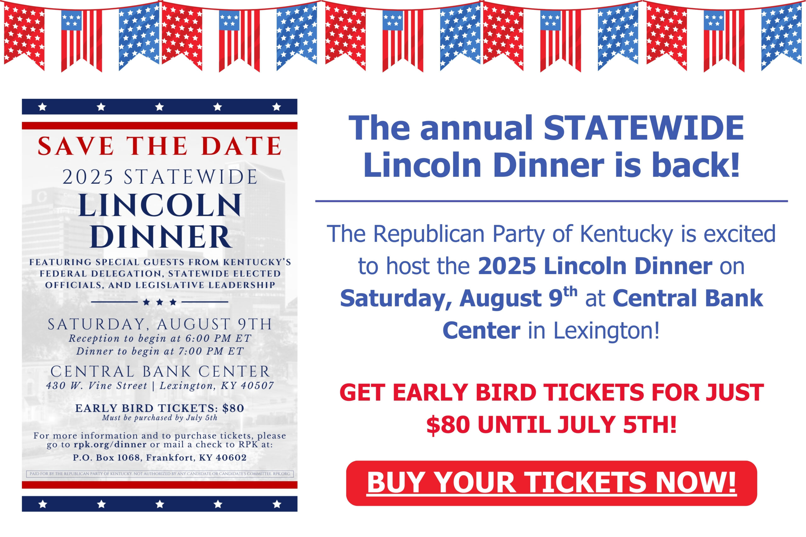 The annual STATEWIDE Lincoln Dinner is back!